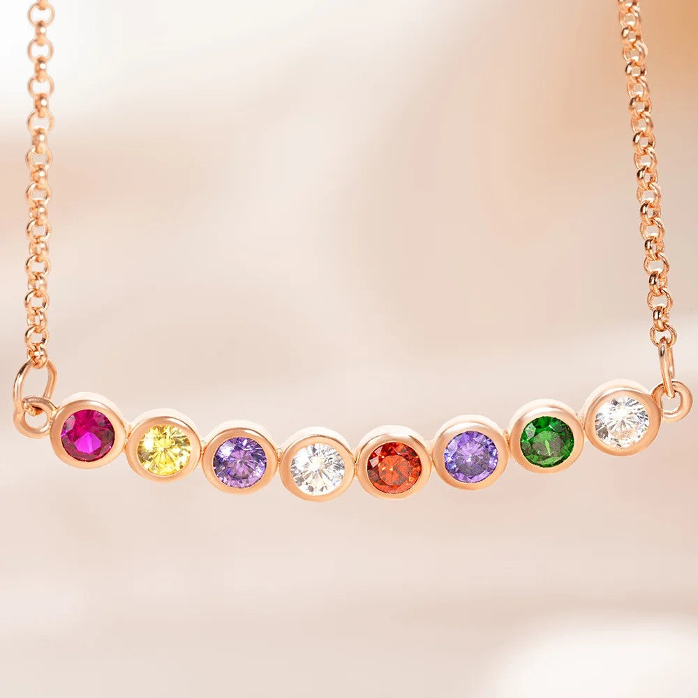 Circular Gem Birthstone Necklace