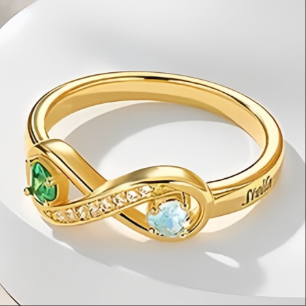 Ring with 2 Heart Birthstones