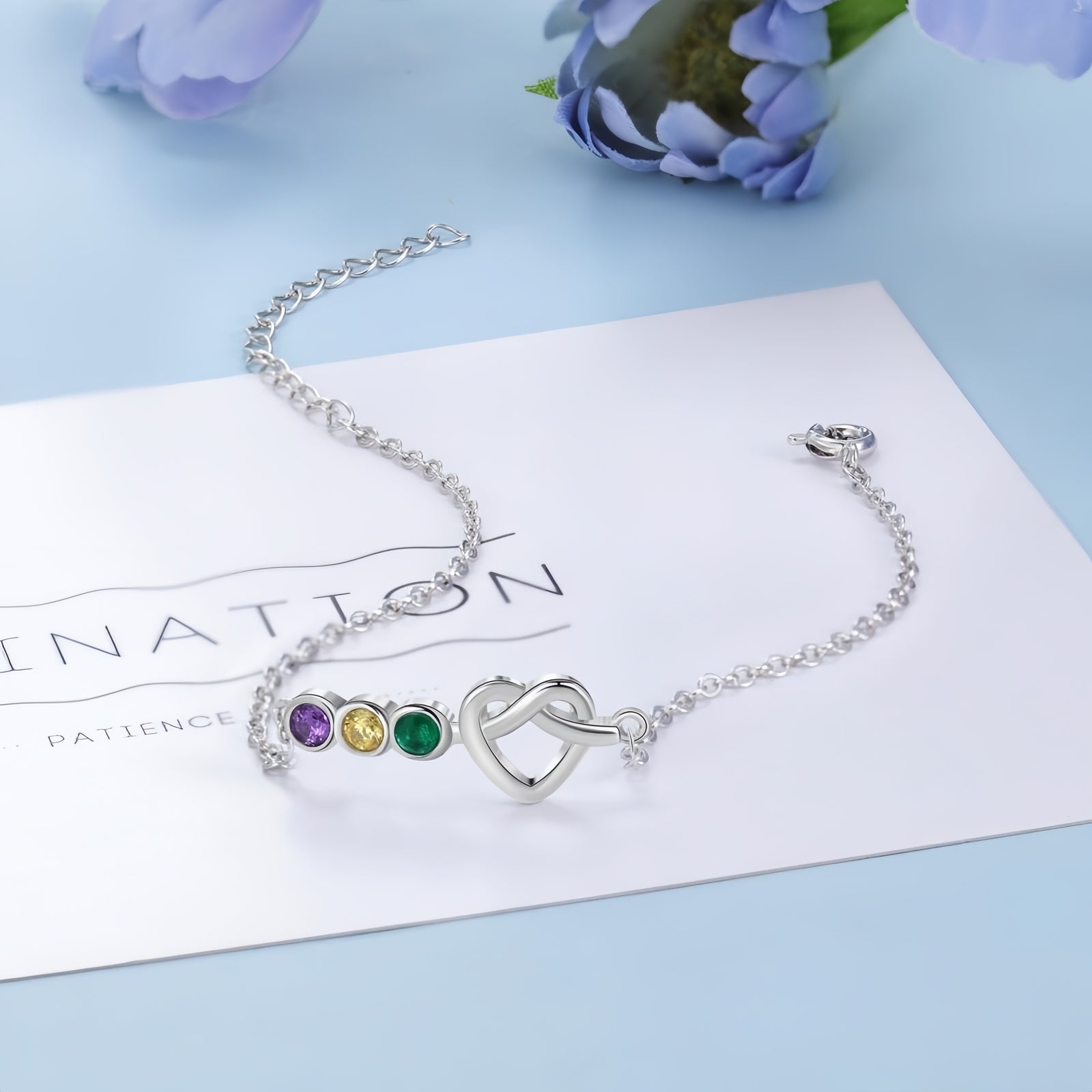 Heart Bracelet with Birthstones