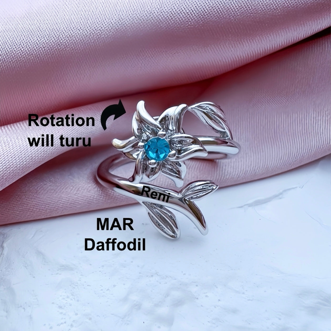 Rotating Birth Flower Ring