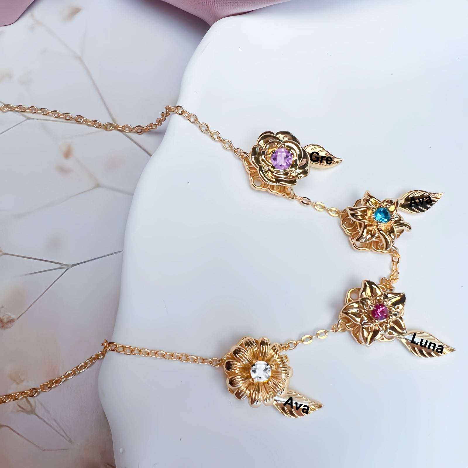 Rotating Birth Flower Necklace