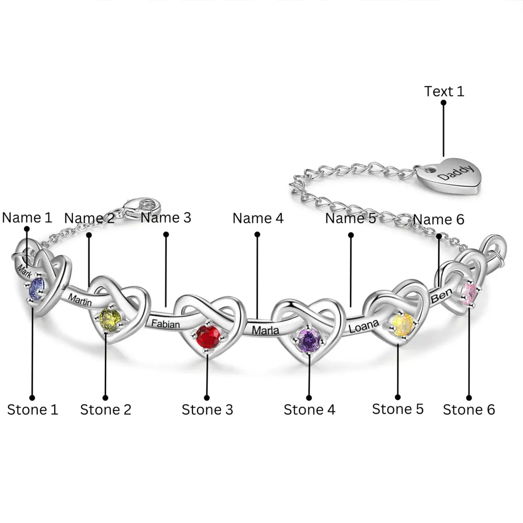 Engraved Birthstone Heart Bracelet