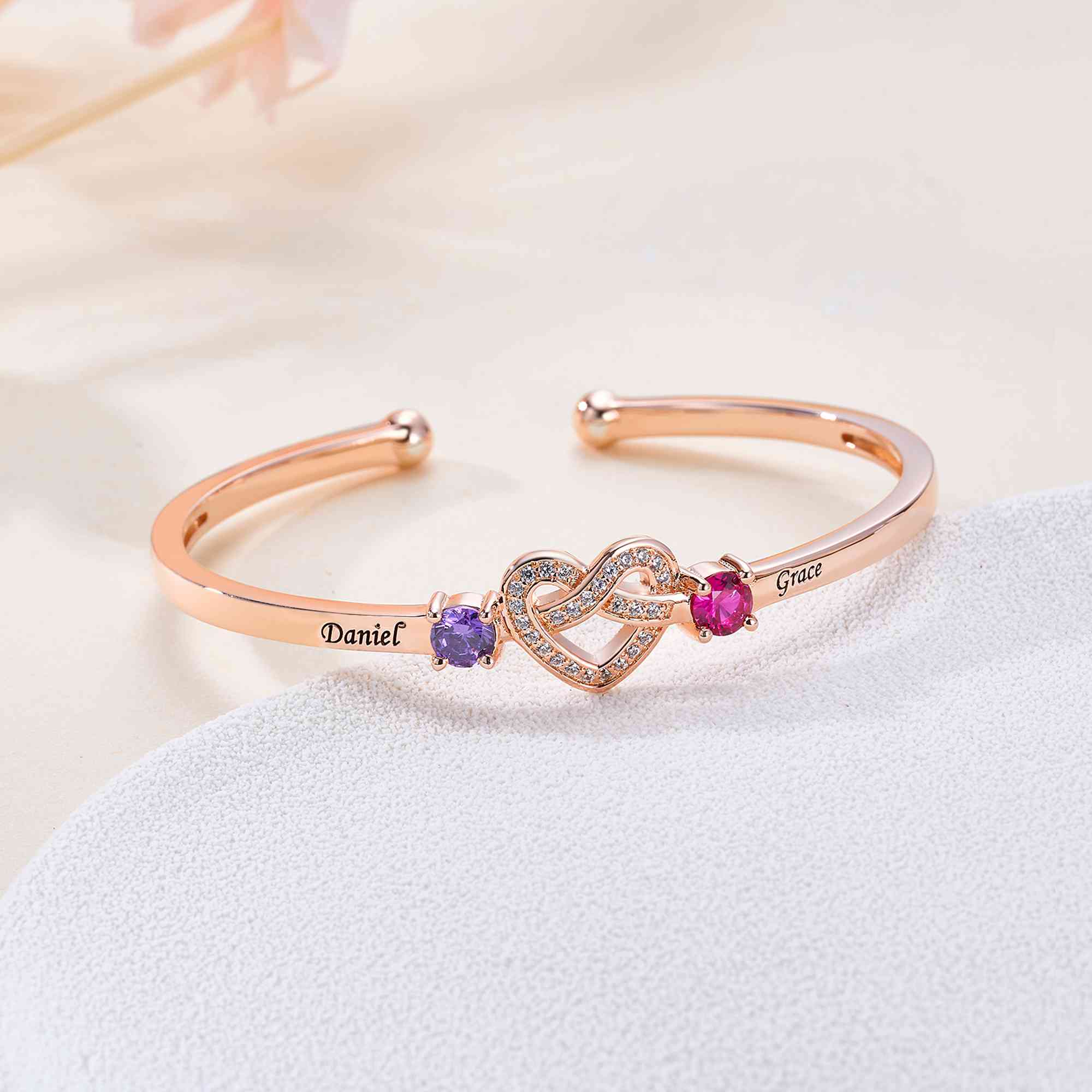 Love Knot Bangle with Birthstones