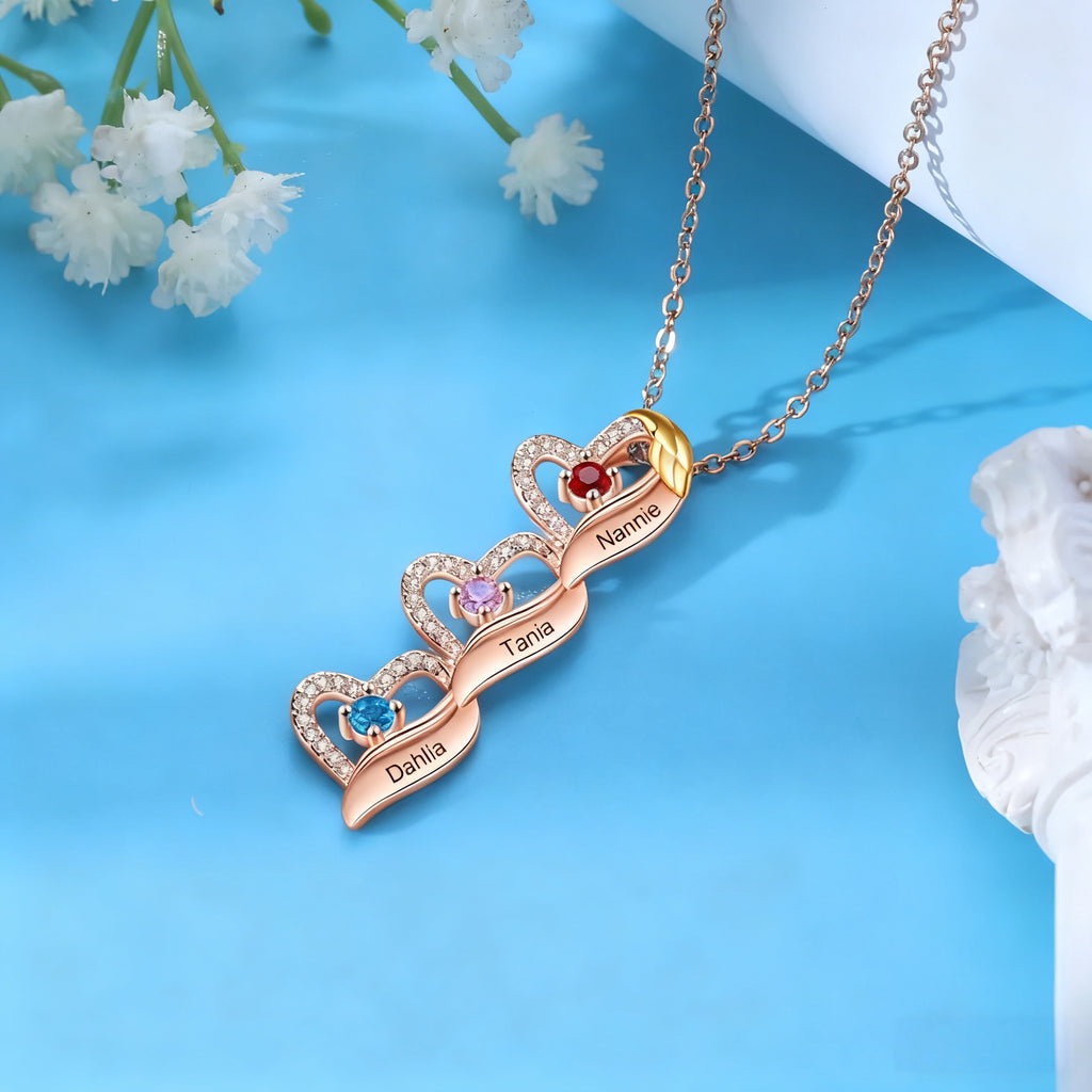 Love Heart Birthstones Necklace