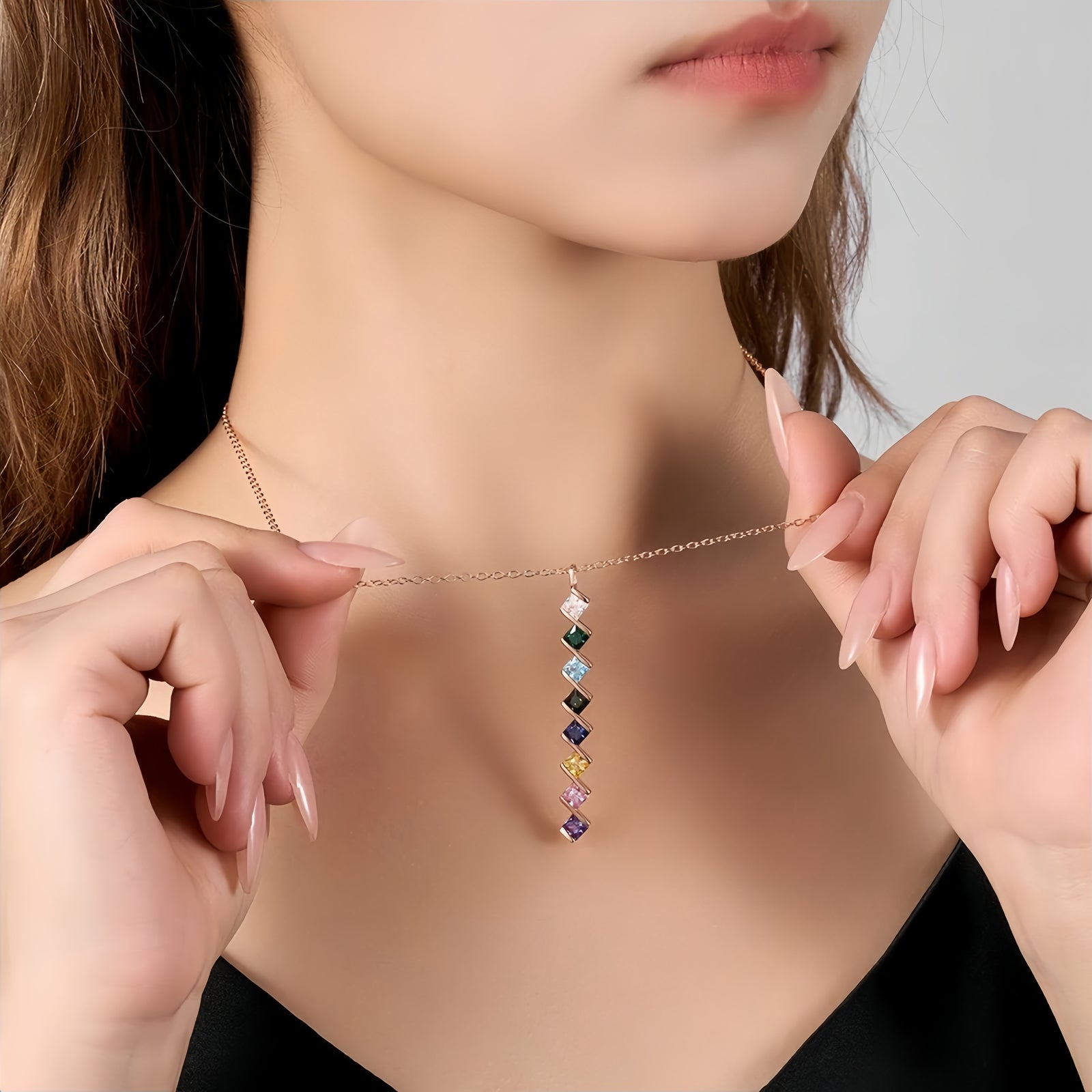 Personalized Rhombus Birthstone Necklace