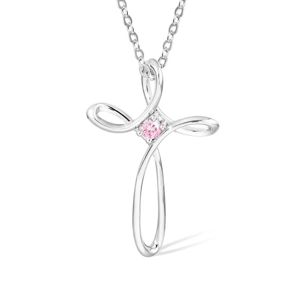 Family Birthstone Cross Necklace