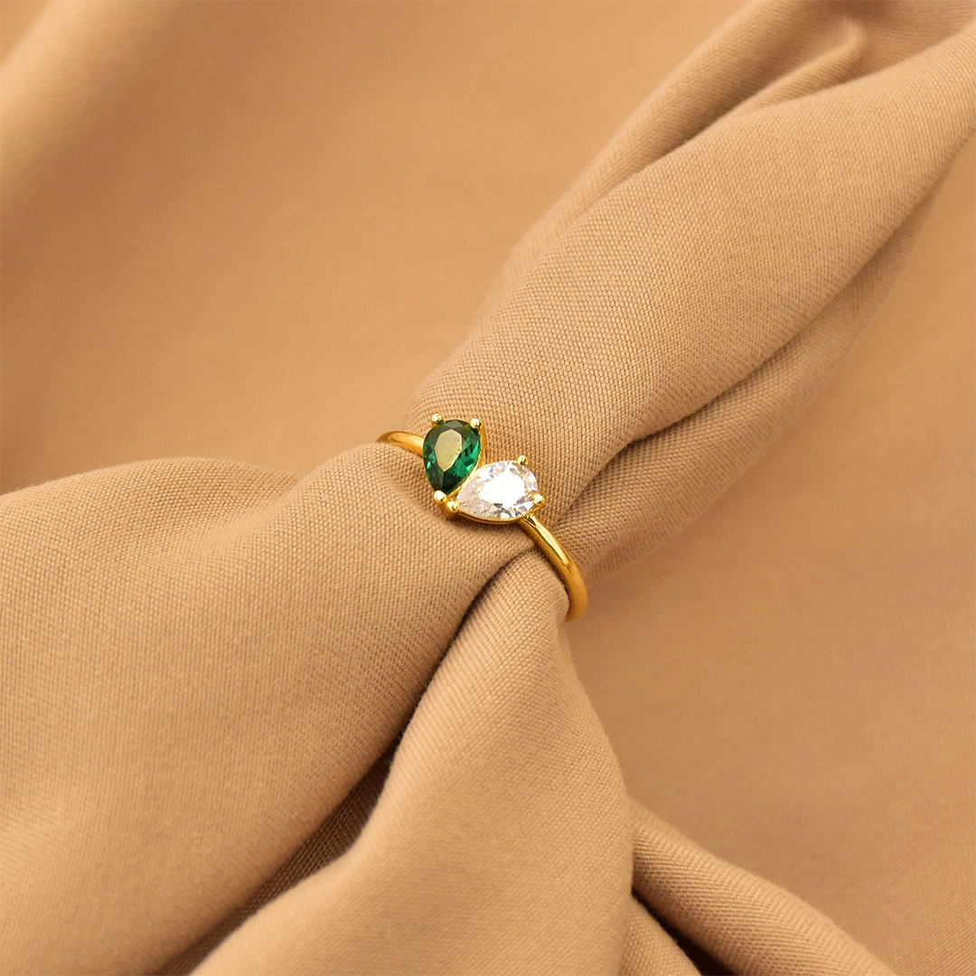 Teardrop Double Birthstone Ring