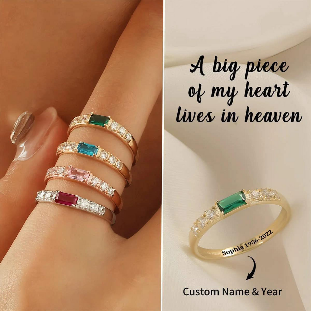 Dainty Baguette Birthstone Ring