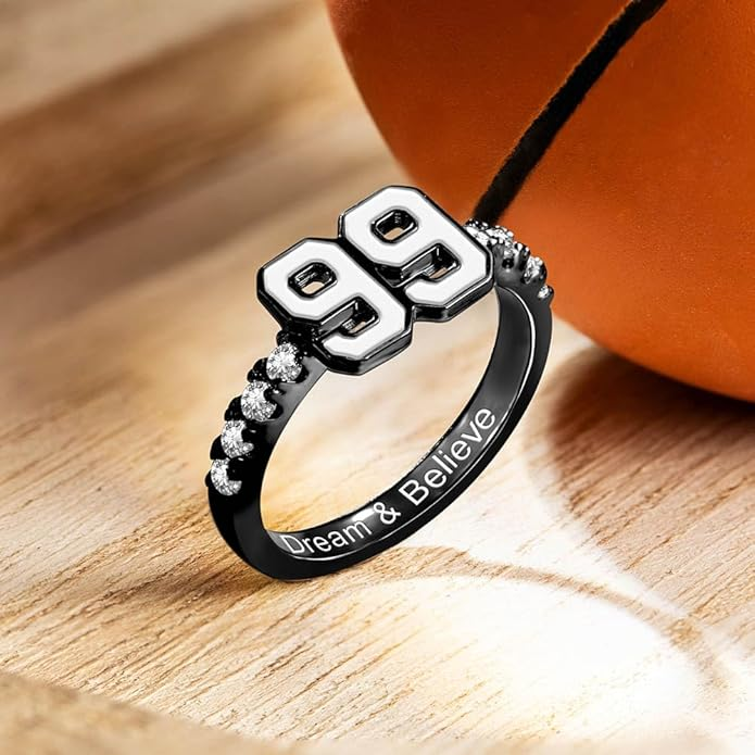 Personalized Sports Number Birthstone Ring
