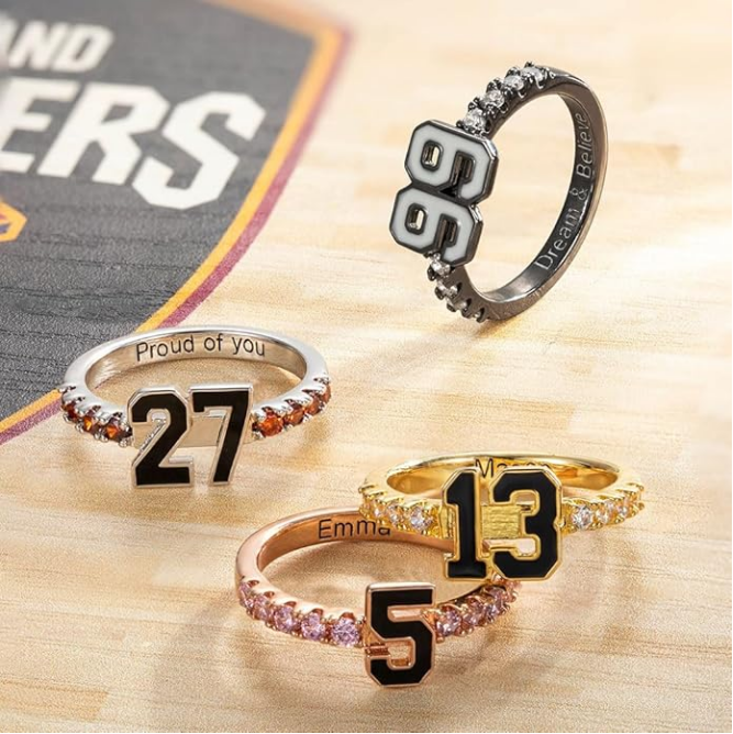 Personalized Sports Number Birthstone Ring