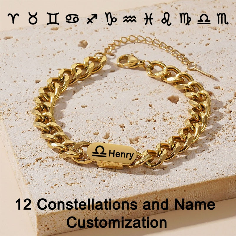 Bracelet Engraved with Birth Flower and Constellation