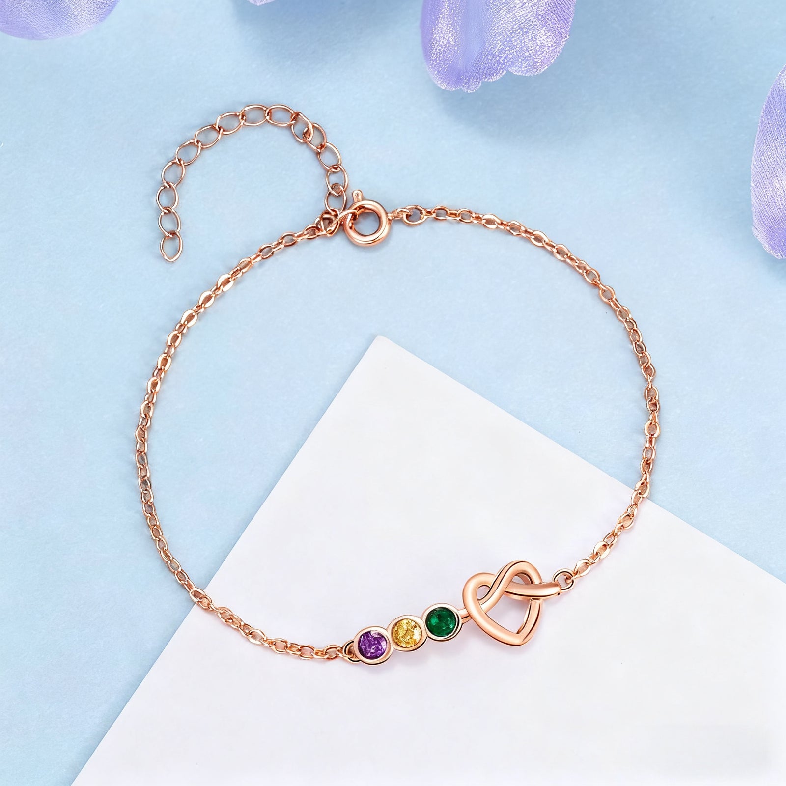 Heart Bracelet with Birthstones