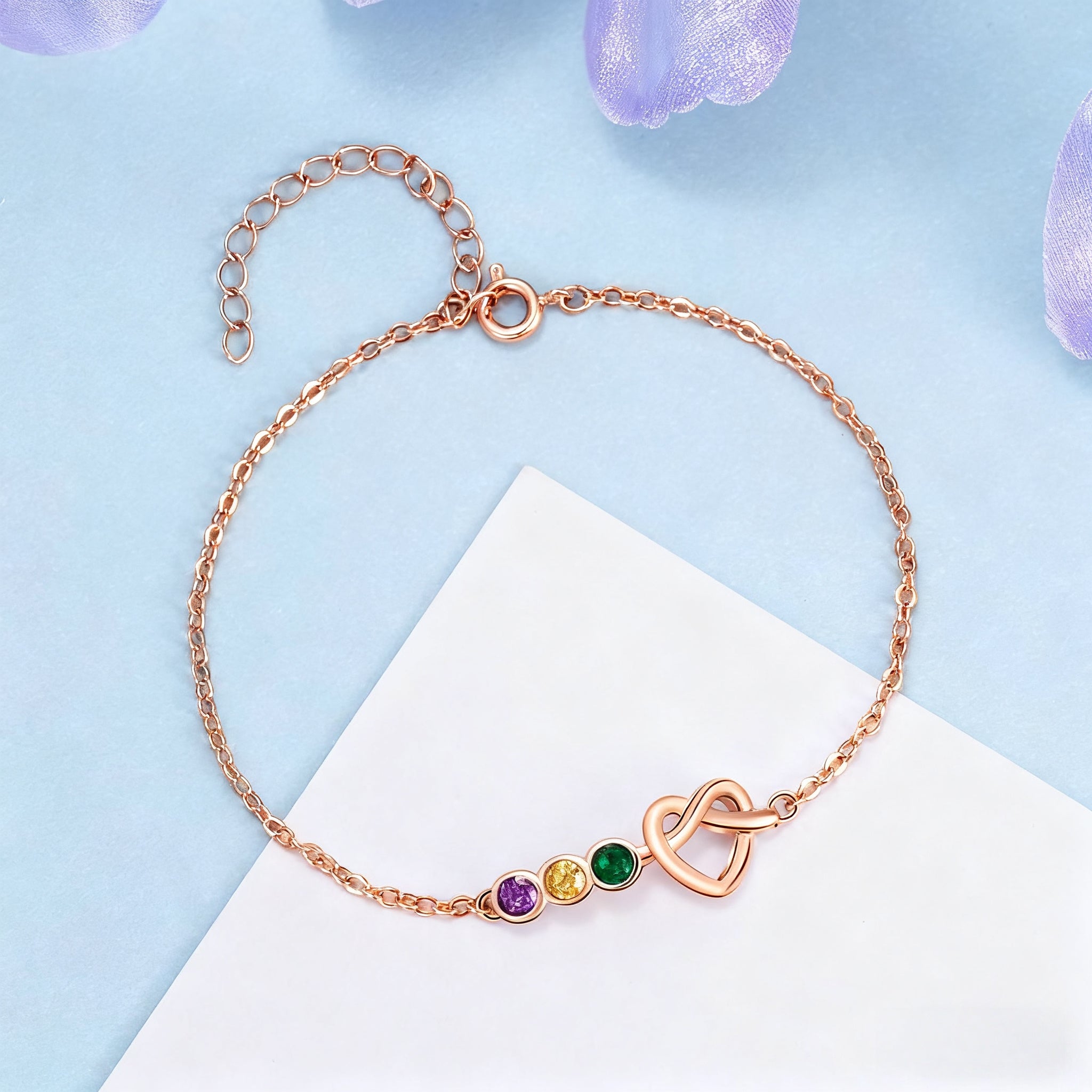 Heart Shaped Bracelet with Birthstones