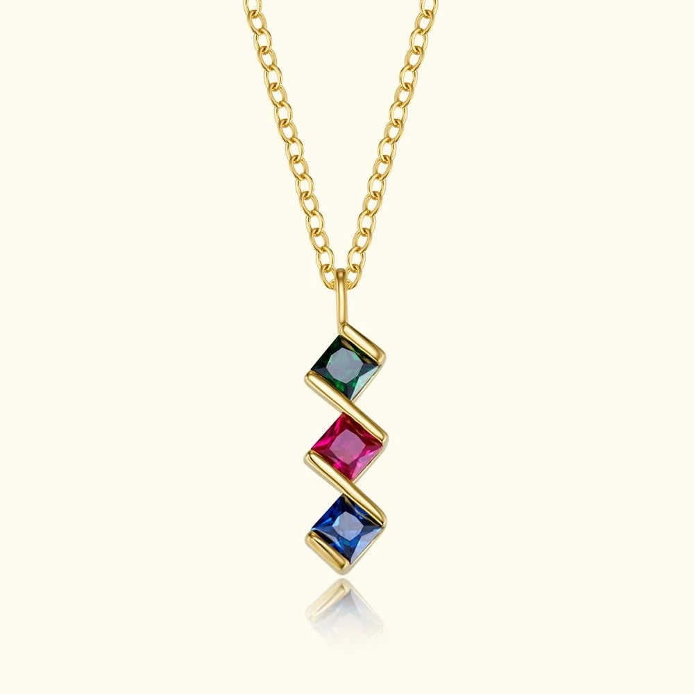 Personalized Rhombus Birthstone Necklace