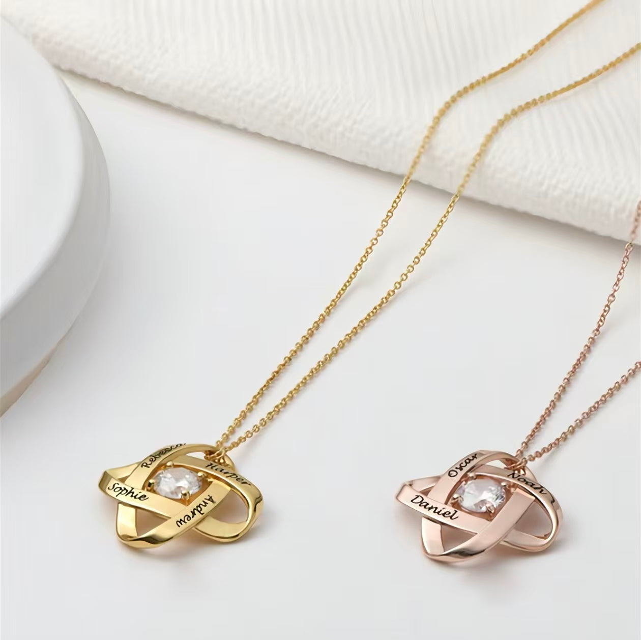 Love Knot  Birthstone  Necklace