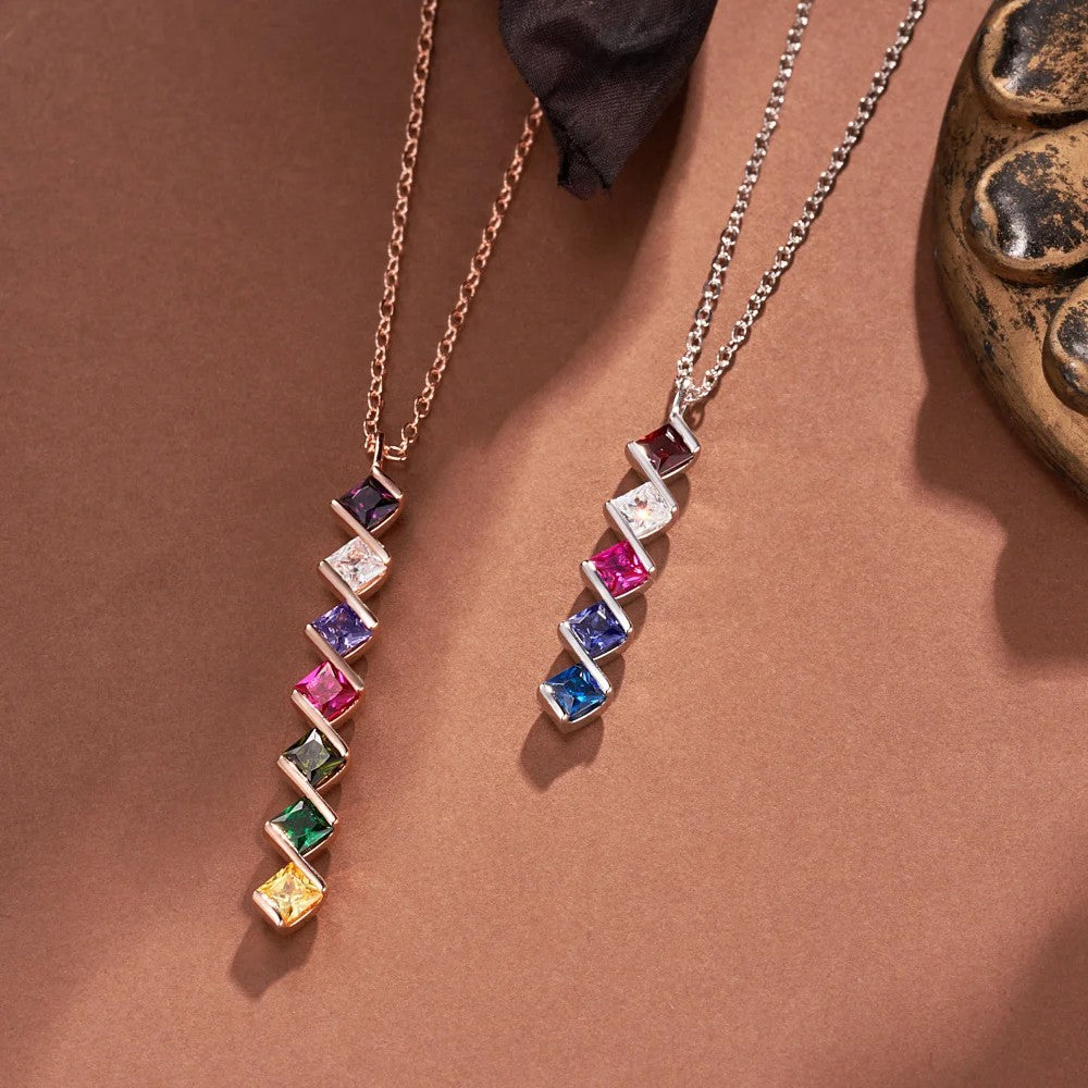 Personalized Rhombus Birthstone Necklace