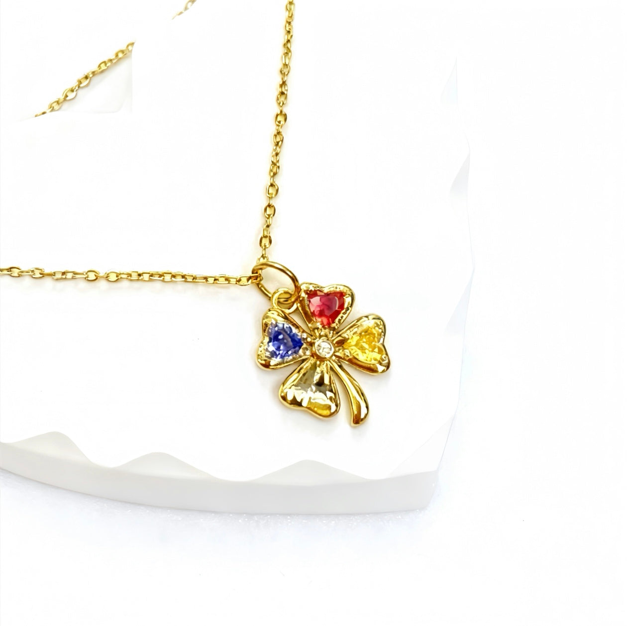 Four-Leaf Clover Birthstone Necklace
