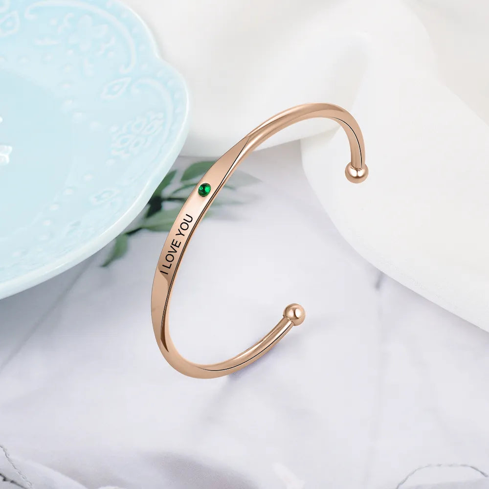 Personalized Birthstone Engraved Bracelet