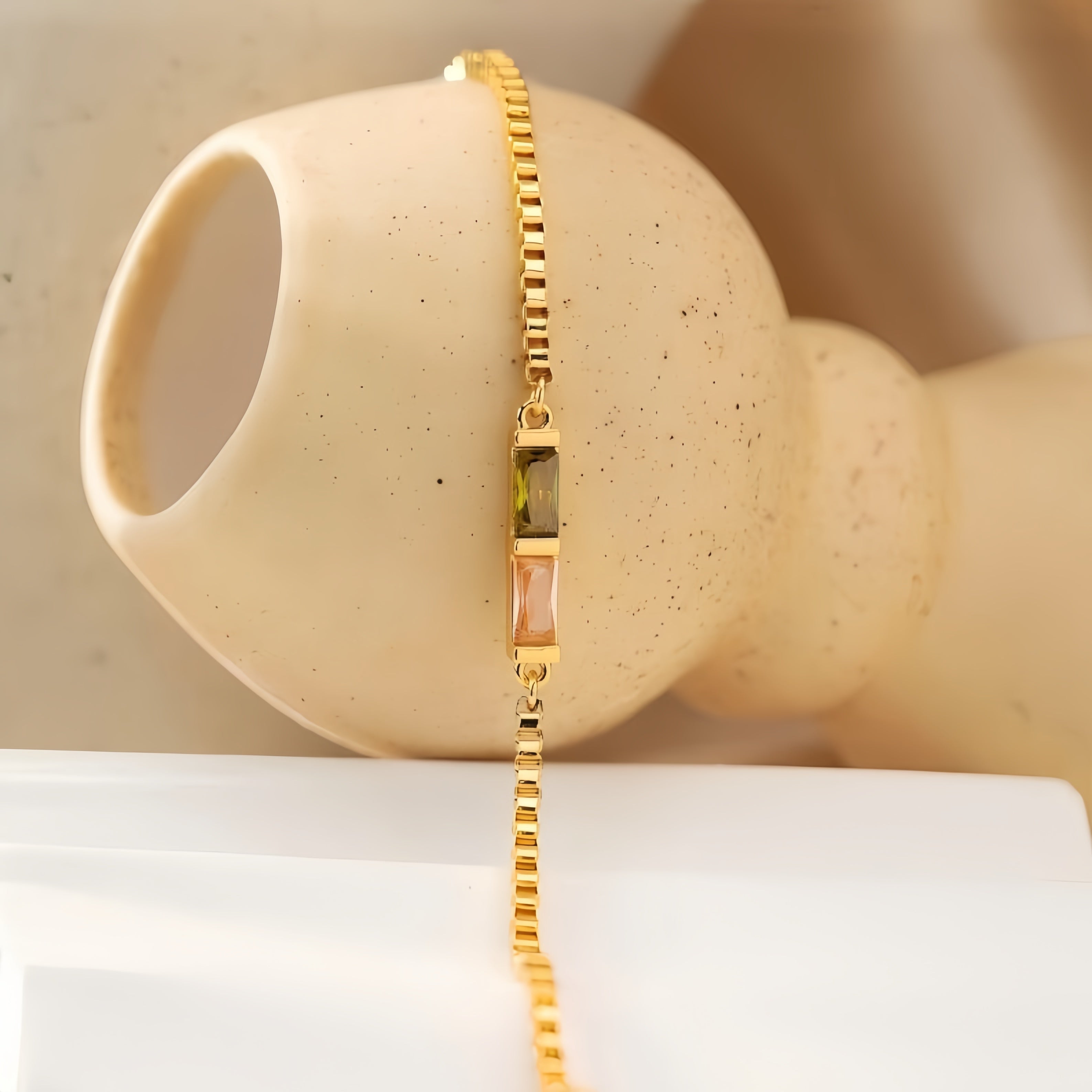 Dainty Baguette Birthstone Necklace