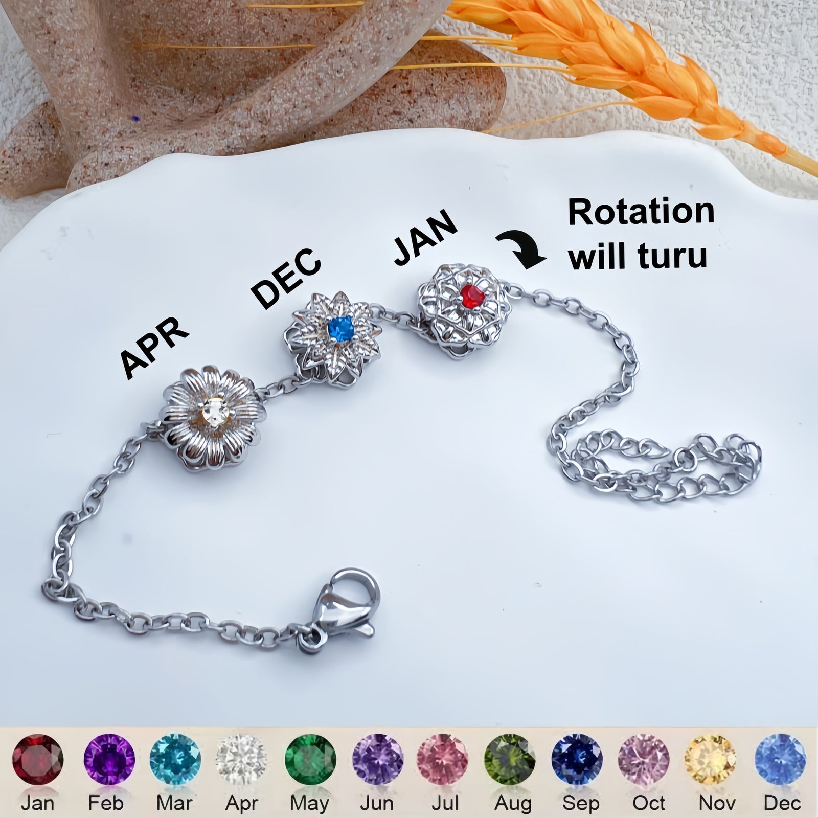 Customized Birth Flower Bracelet