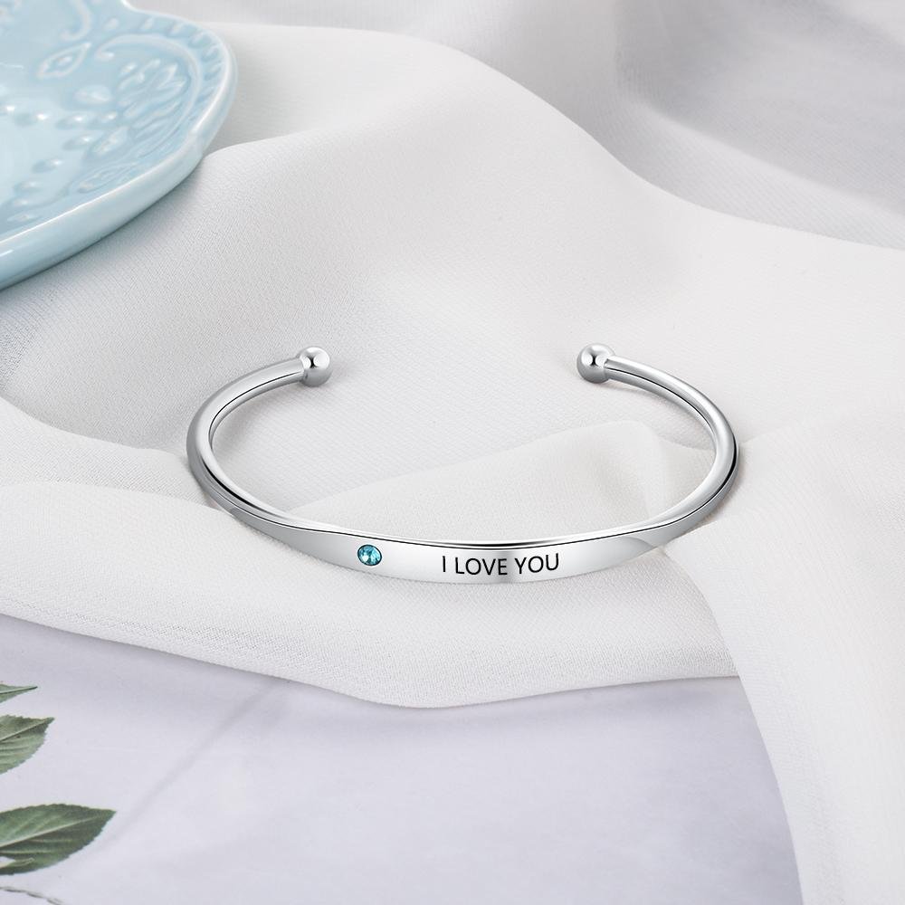 Personalized Birthstone Engraved Bracelet