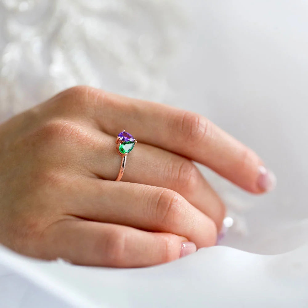 Teardrop Double Birthstone Ring