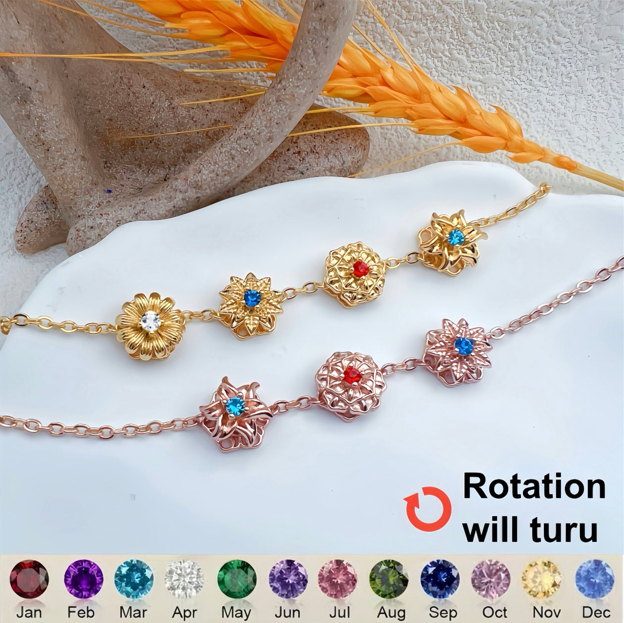 Customized Birth Flower Bracelet