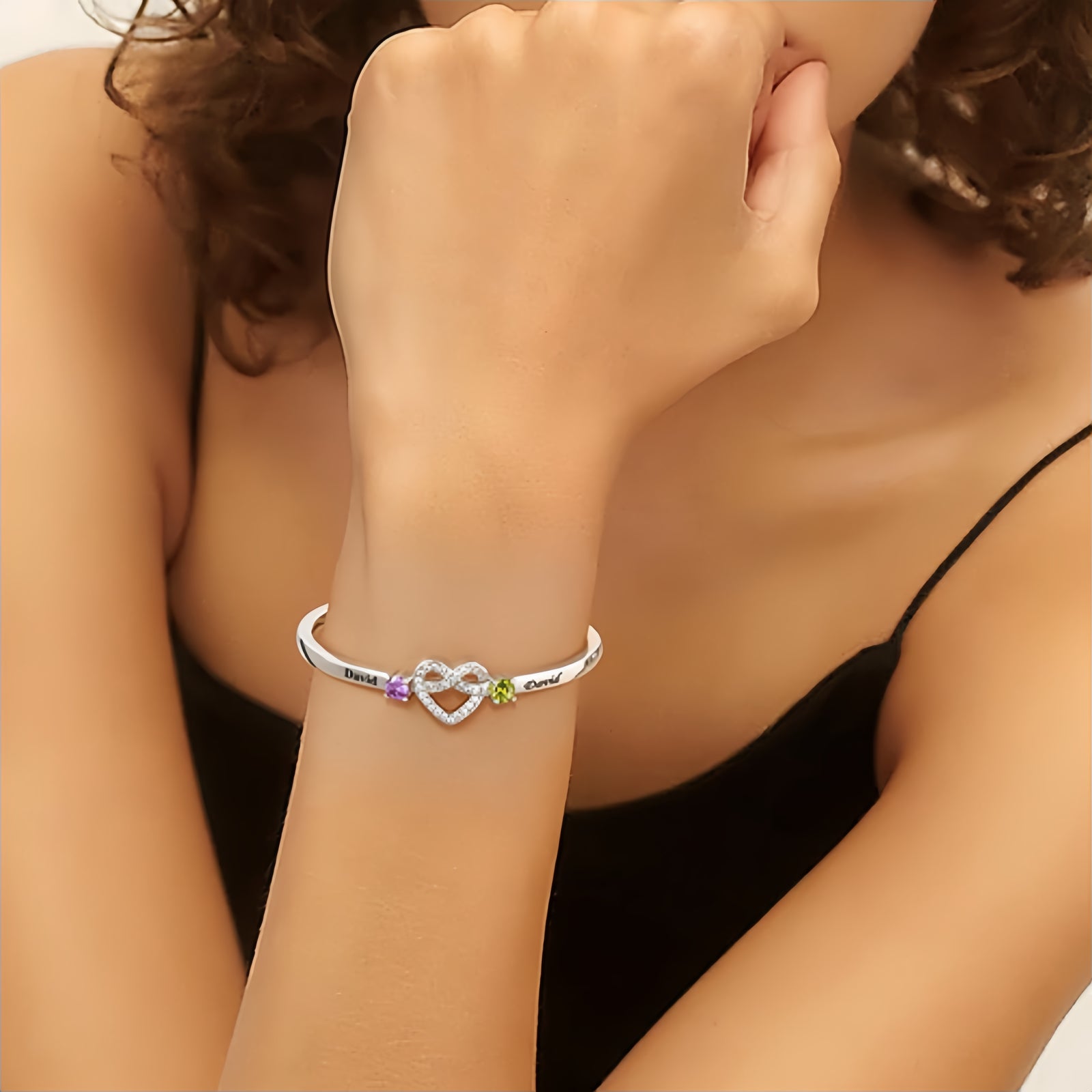 Love Knot Bangle with Birthstones