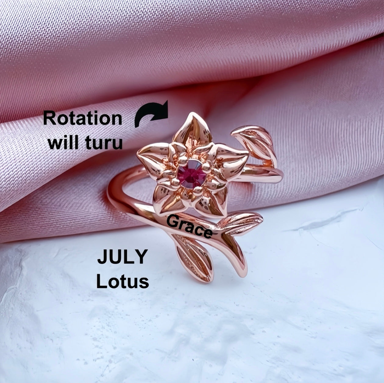 Rotating Birth Flower Ring