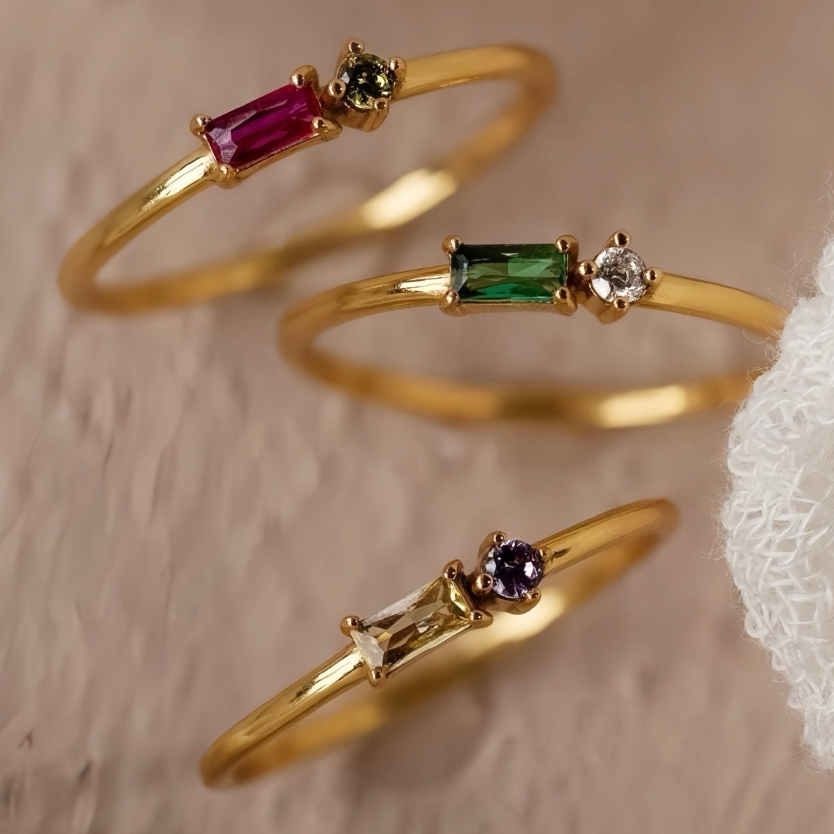 Toi et Moi Baguette Birthstone Ring