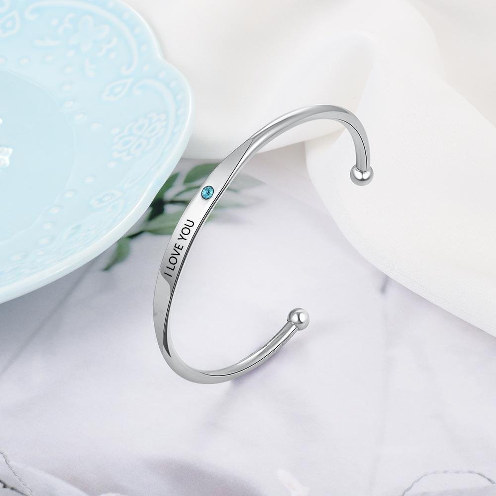 Personalized Birthstone Engraved Bracelet