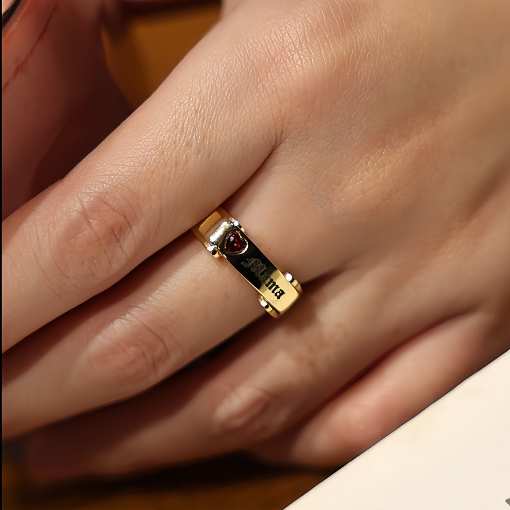 Personalized Birthstone Message Ring