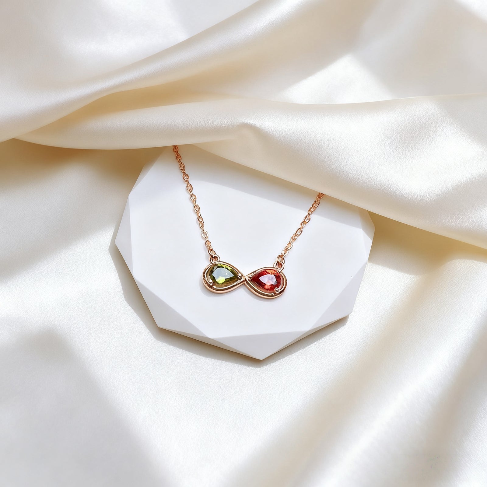 Infinity Necklace with Double Birthstones