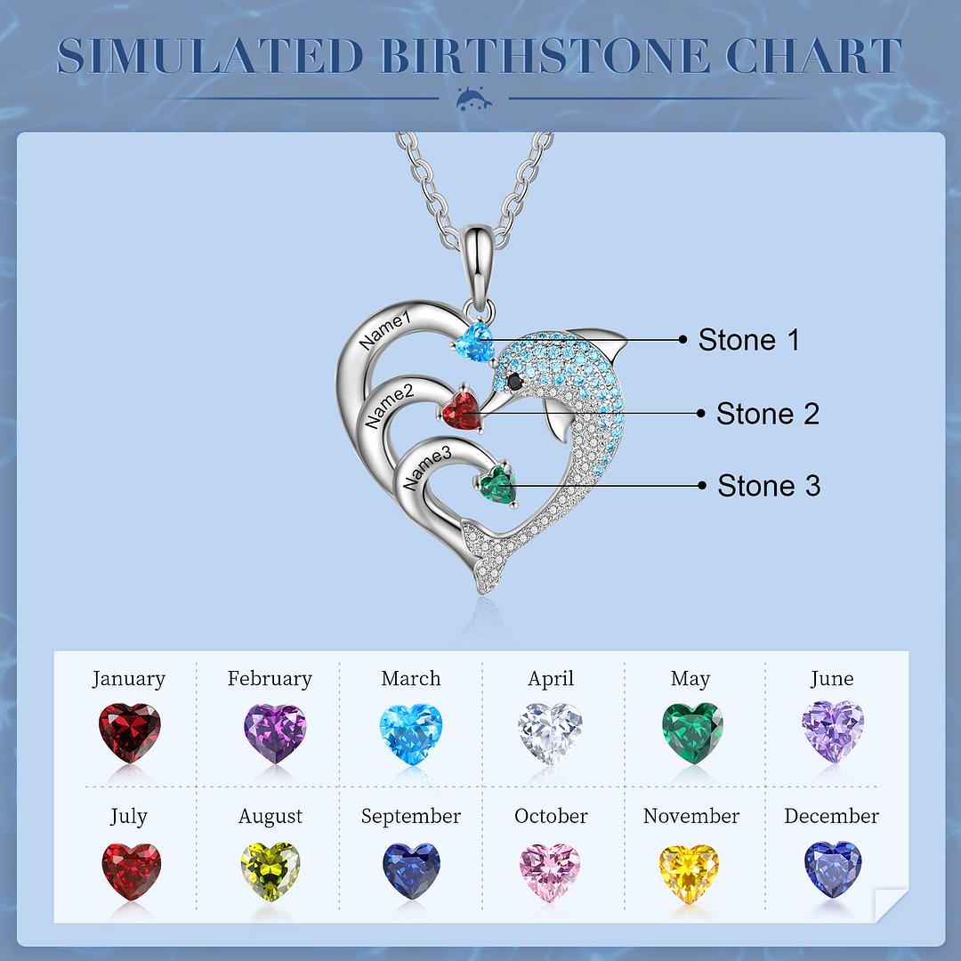 Heart Dolphin Engraved Necklace
