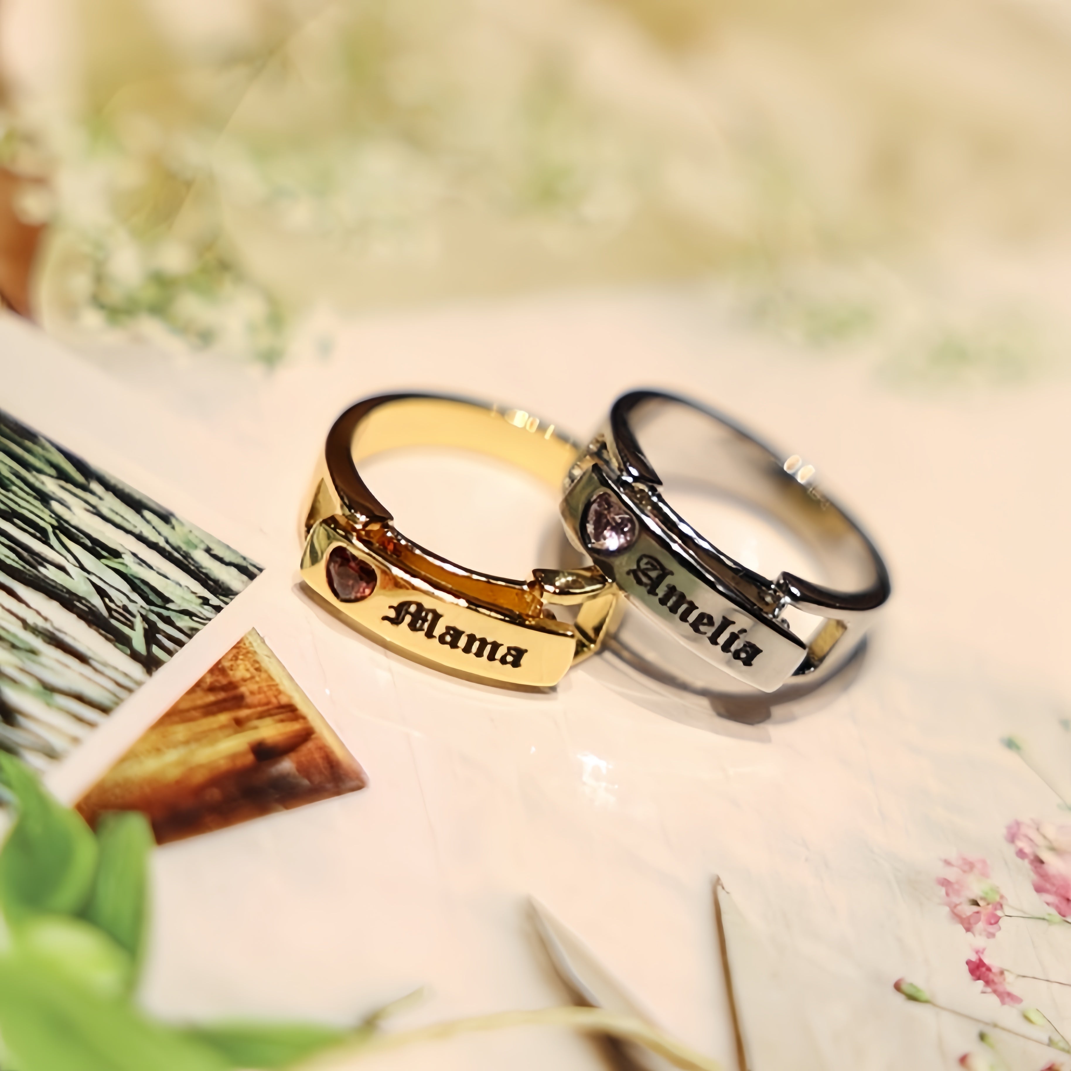 Personalized Birthstone Message Ring