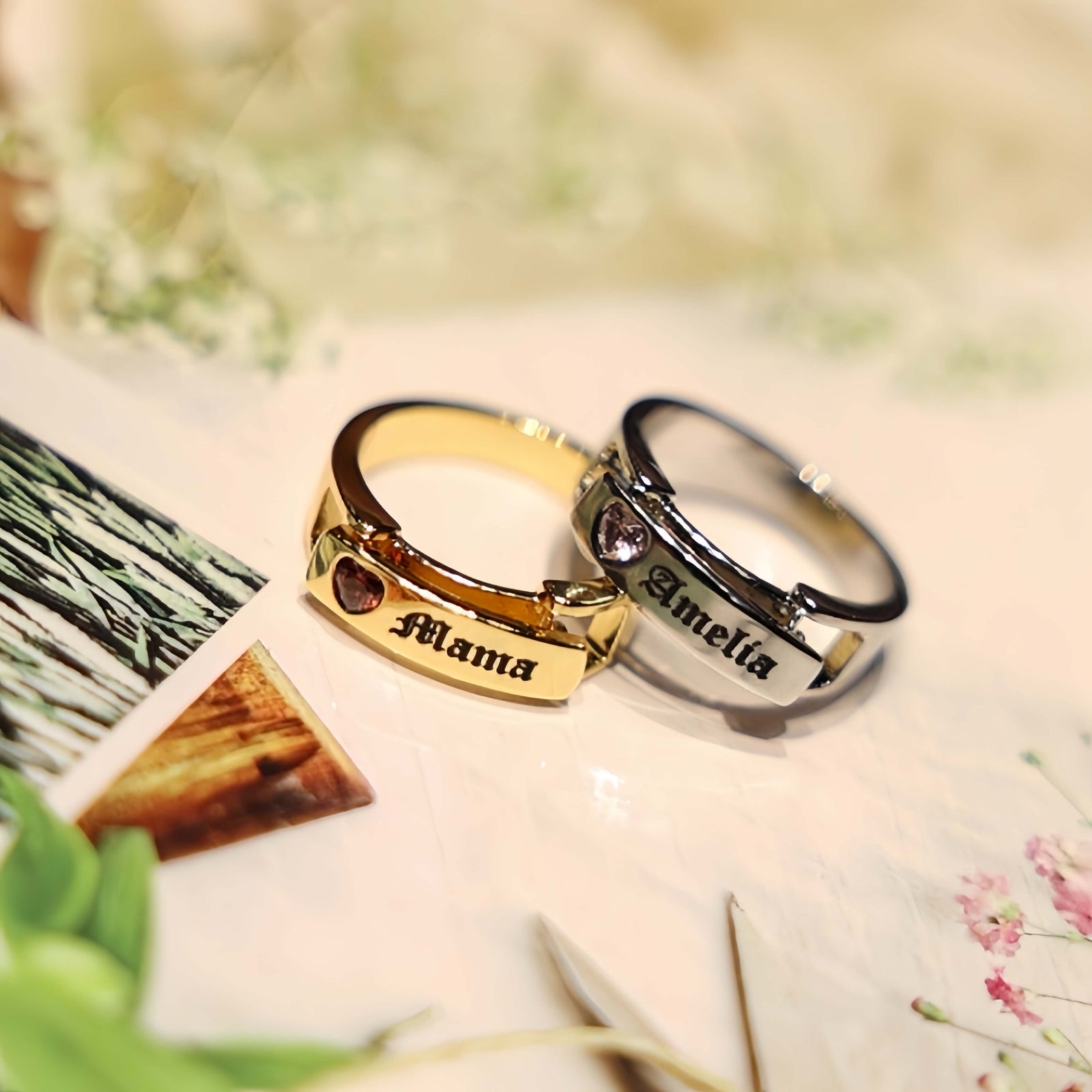 Personalized Birthstone Message Ring