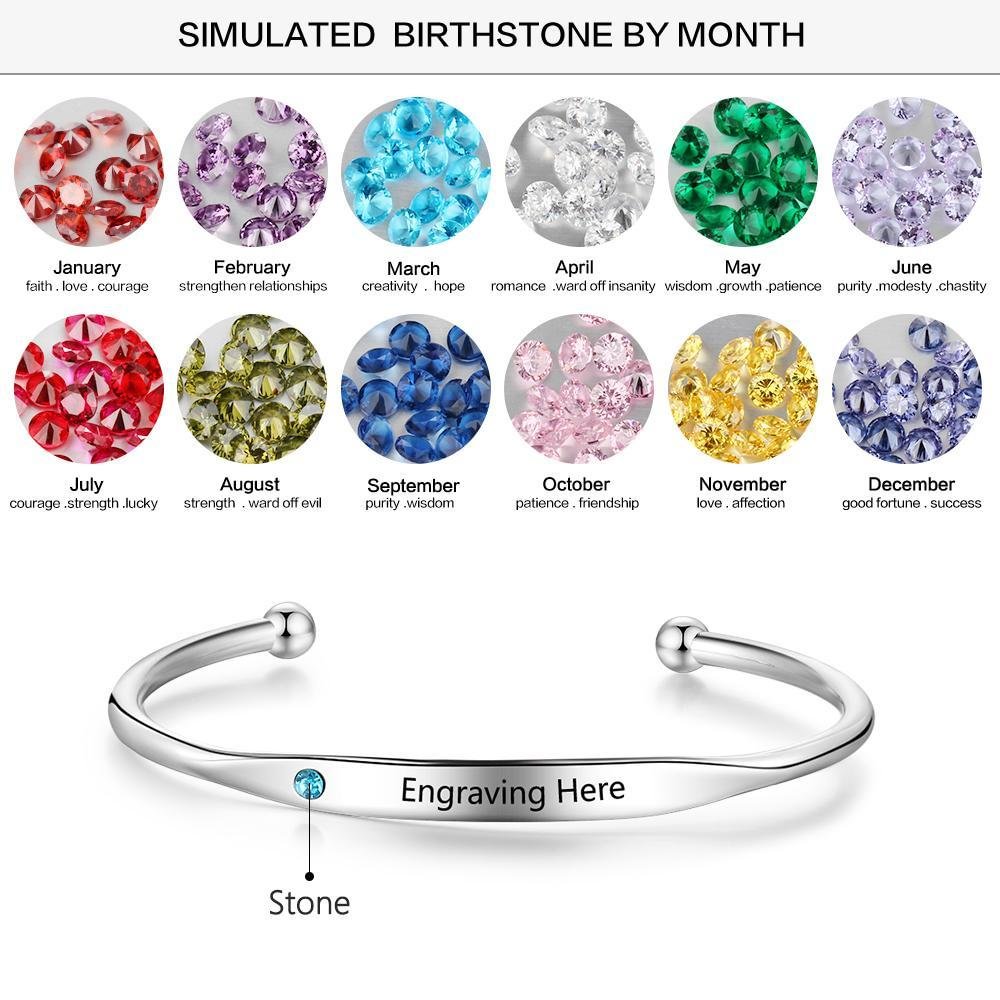 Personalized Birthstone Engraved Bracelet