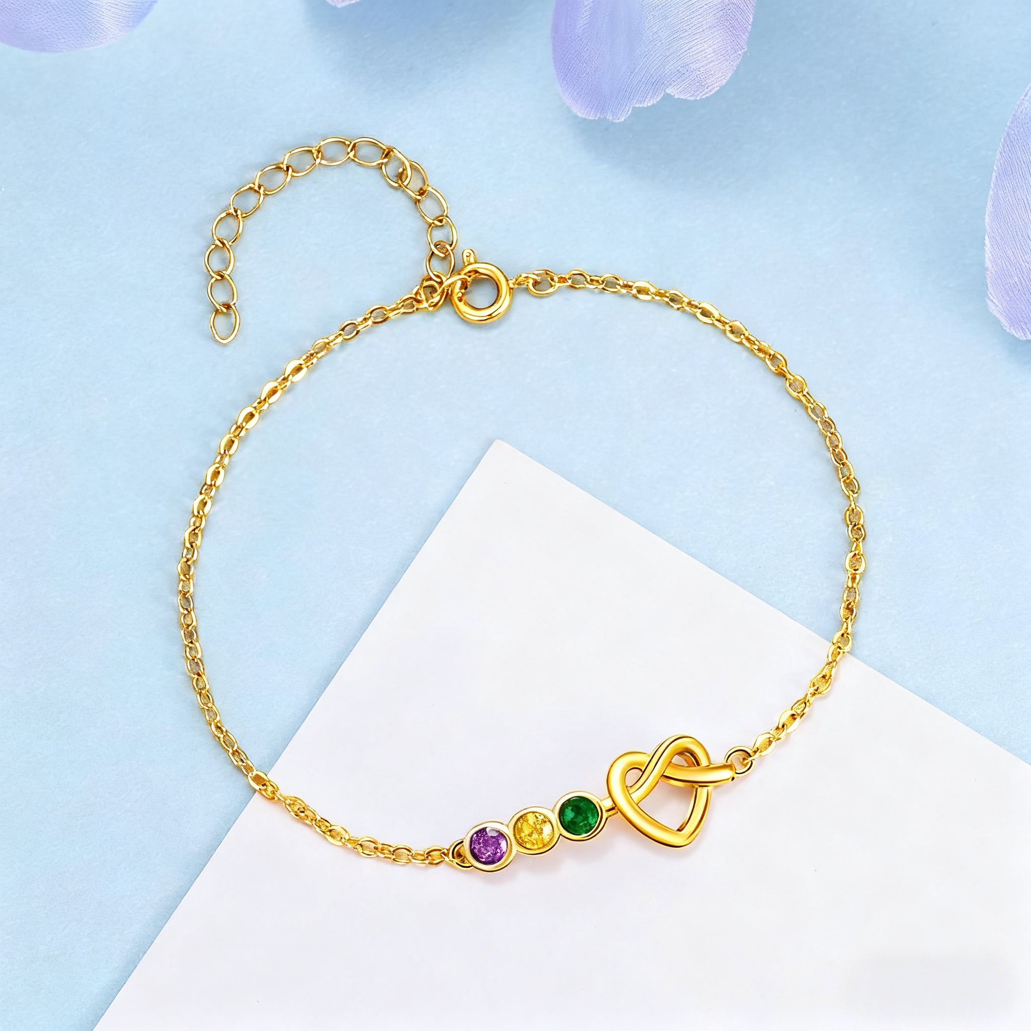 Heart Shaped Bracelet with Birthstones