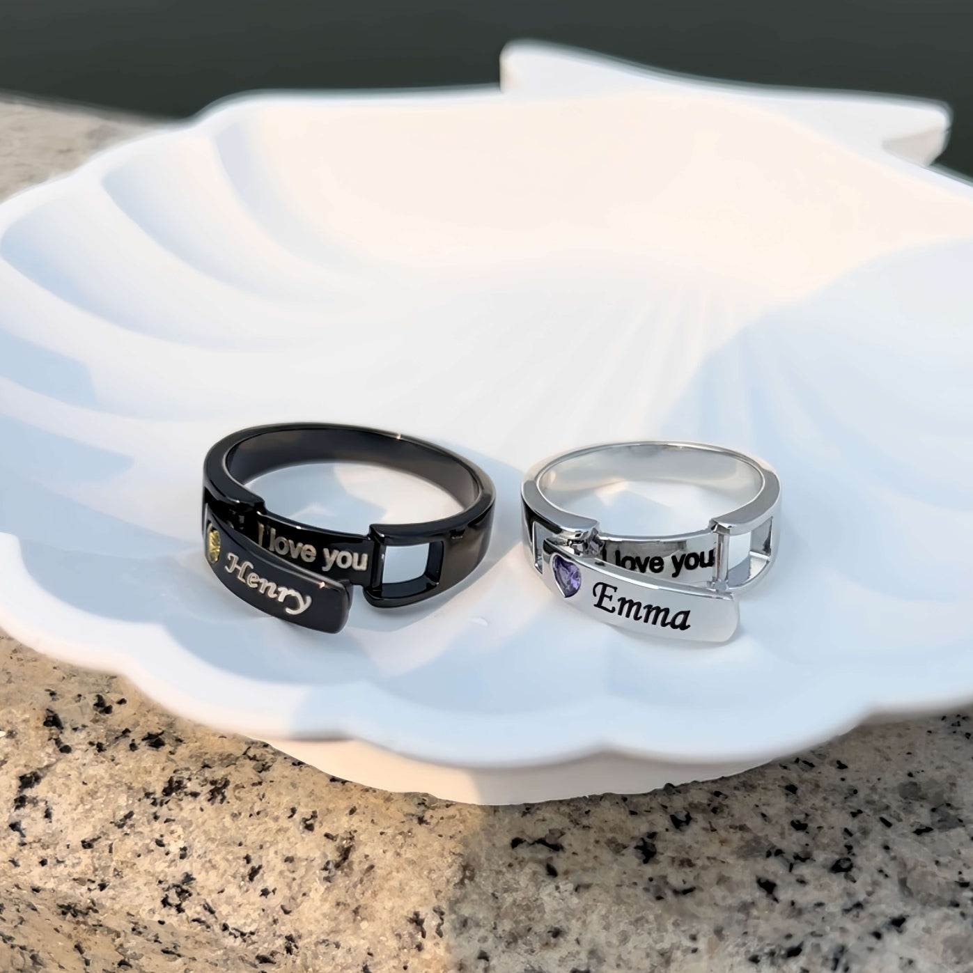 Personalized Birthstone Message Ring