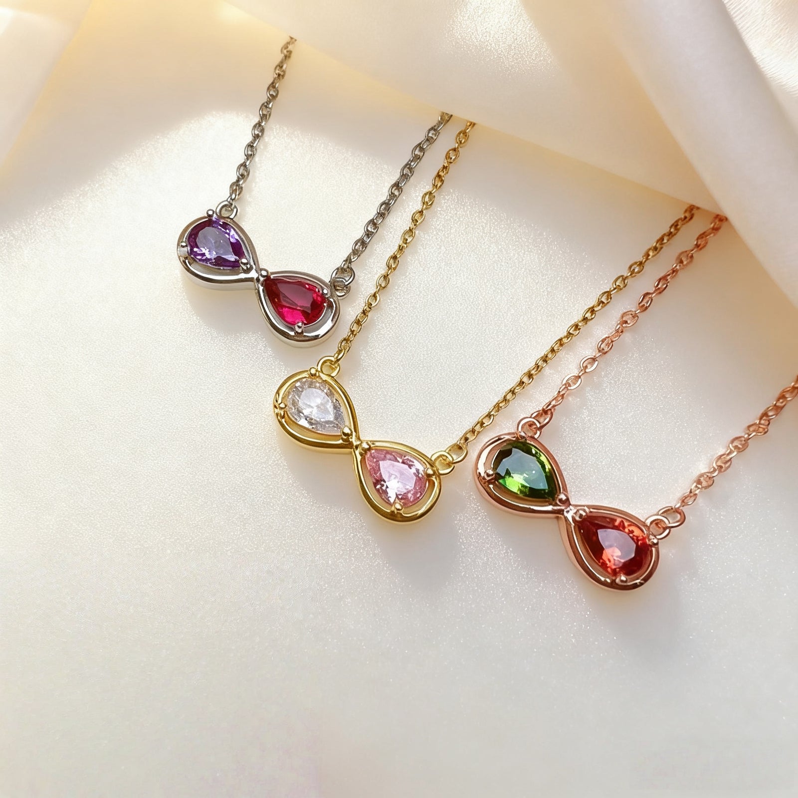 Infinity Necklace with Double Birthstones