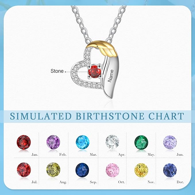 Love Heart Birthstones Necklace