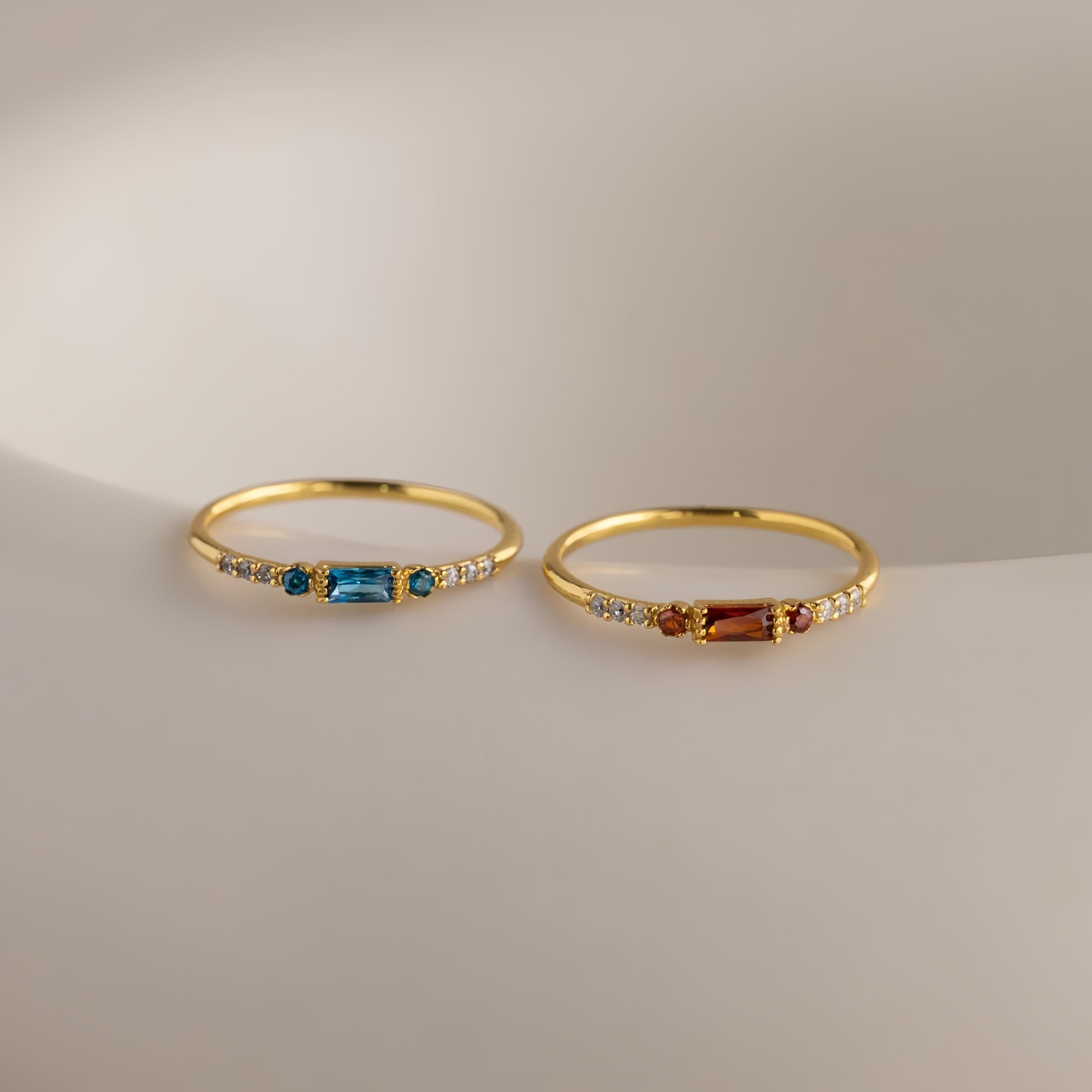 Pave Birthstone Baguette Ring