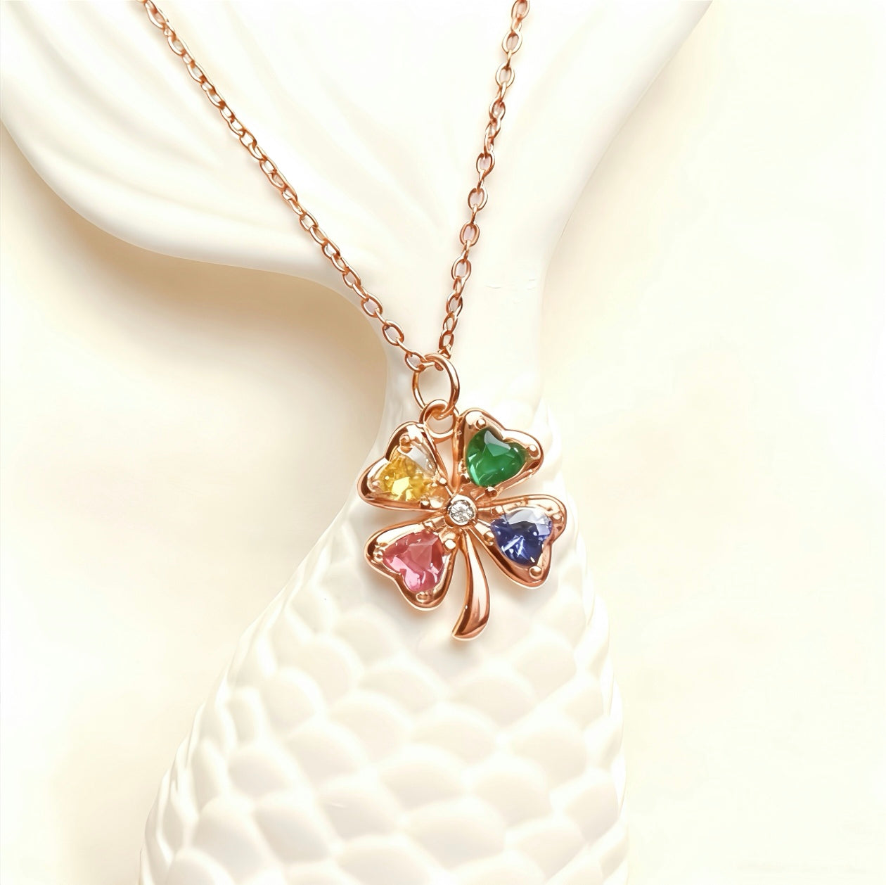 Four-Leaf Clover Birthstone Necklace
