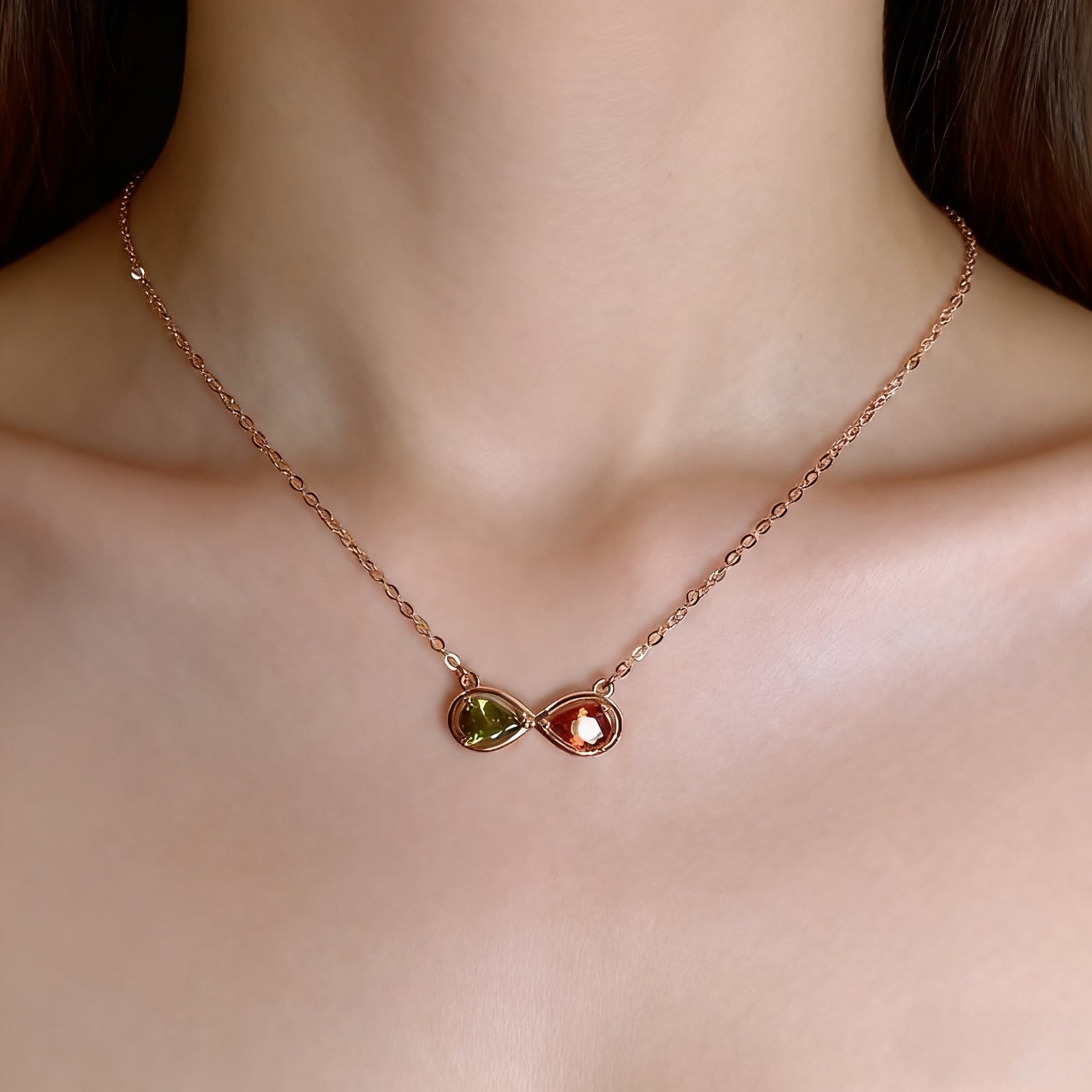 Infinity Necklace with Double Birthstones