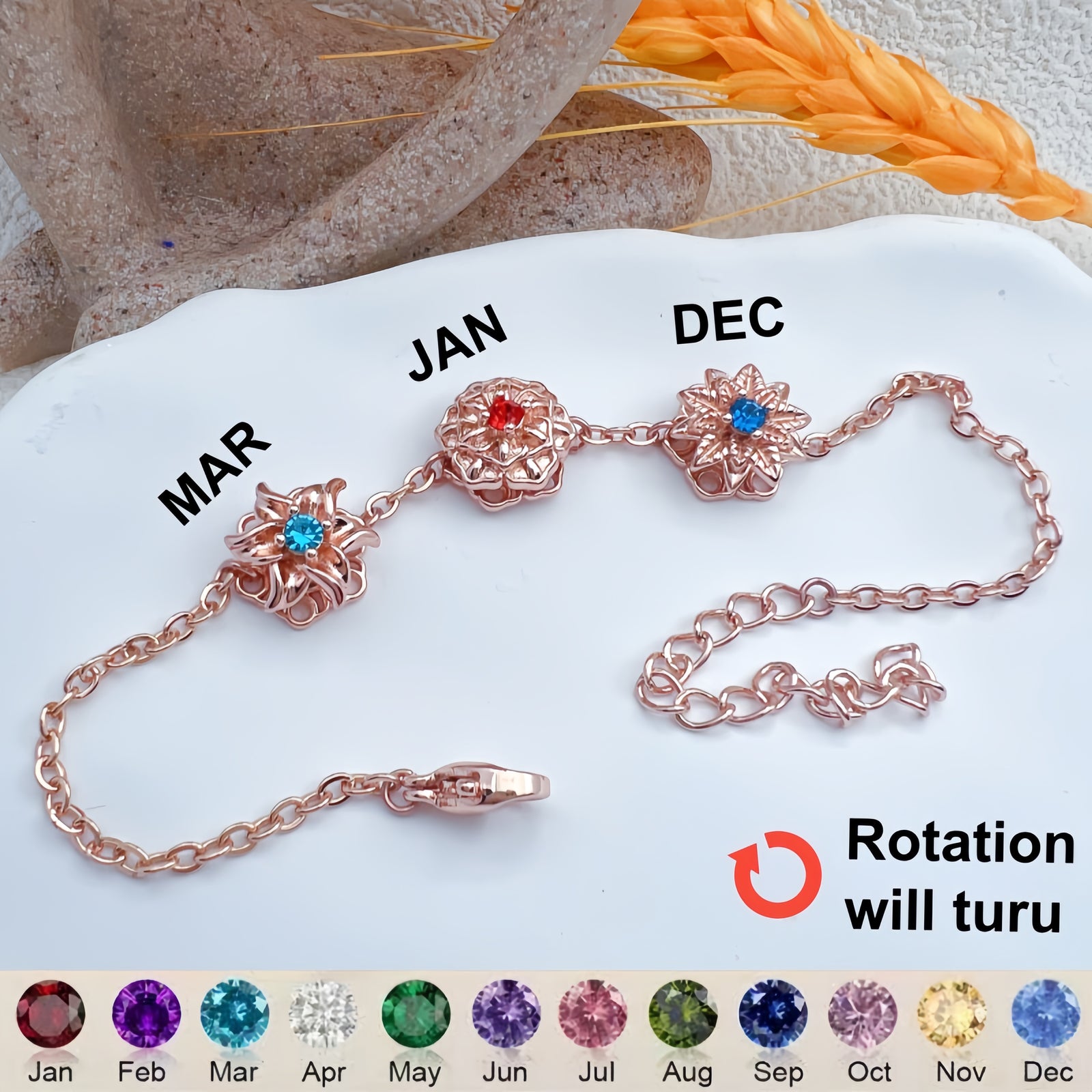 Customized Birth Flower Bracelet