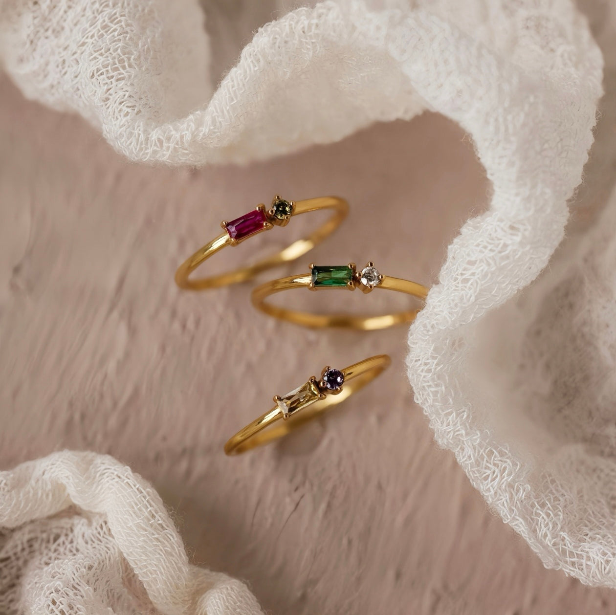 Toi et Moi Baguette Birthstone Ring