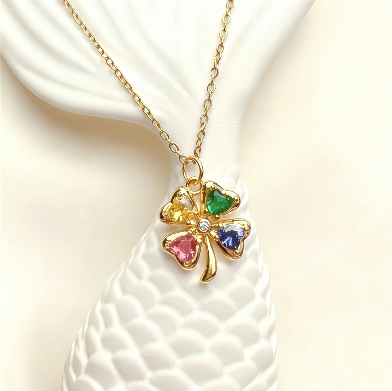 Four-Leaf Clover Birthstone Necklace