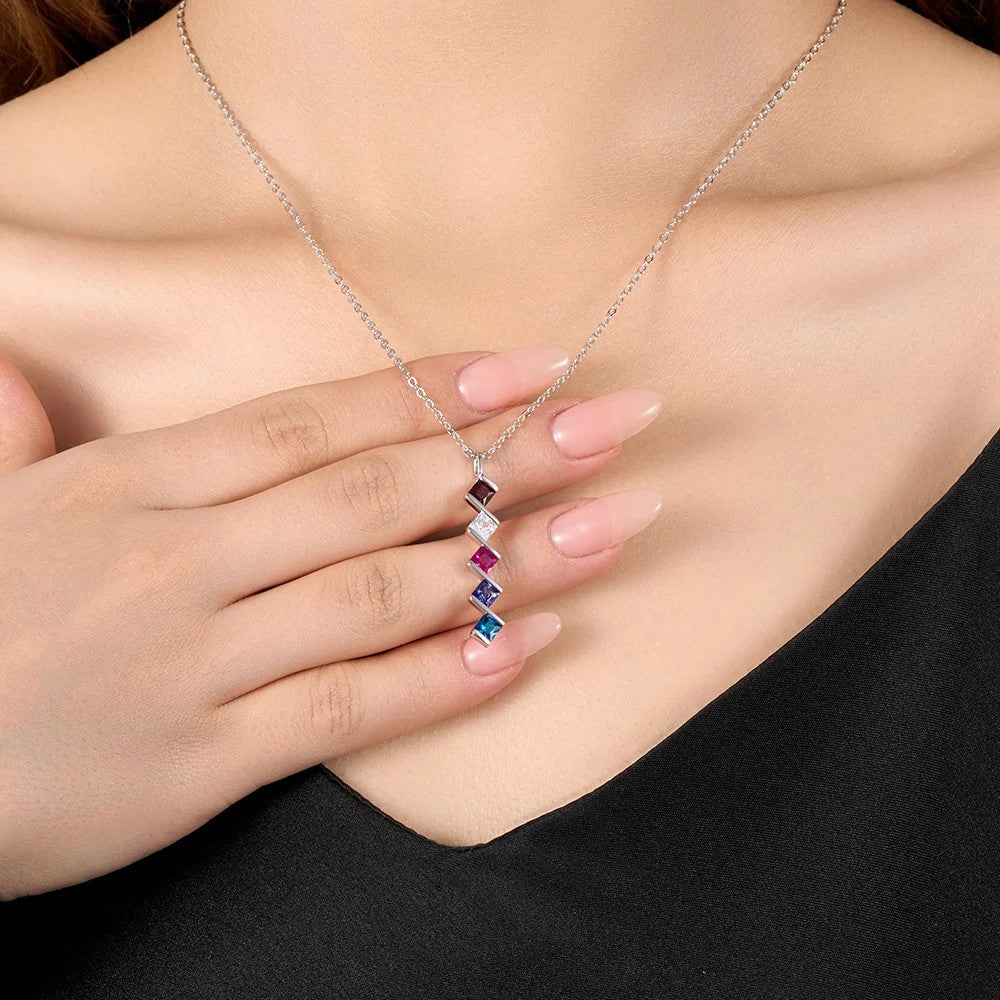 Personalized Rhombus Birthstone Necklace