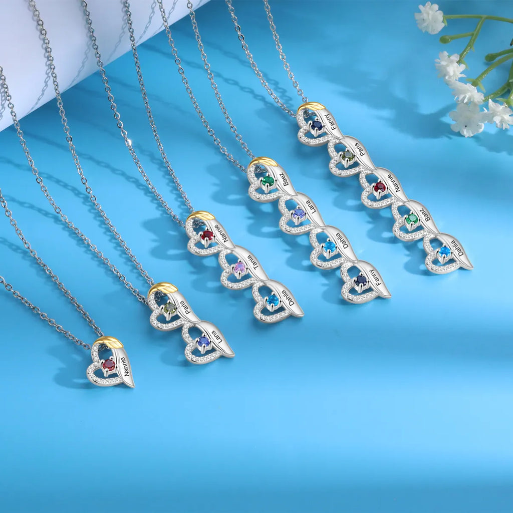 Love Heart Birthstones Necklace
