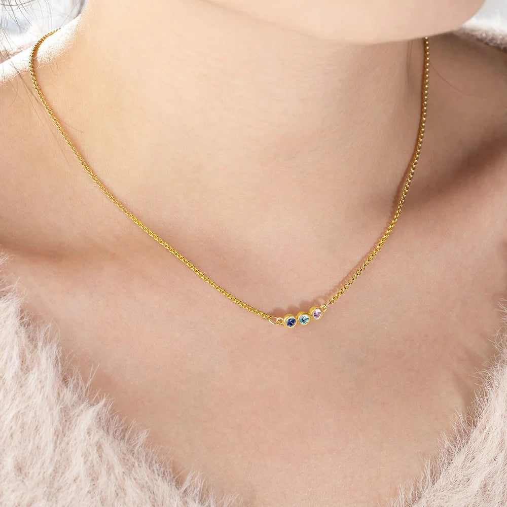 Circular Gem Birthstone Necklace